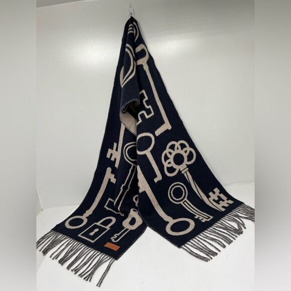 Hermes 100% Cashmere Casaque Muffler Porte-Clefs Scarf Unisex Gifts - Picture 1 of 5